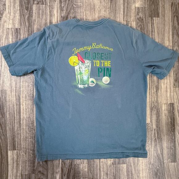 Tommy Bahama Closest to the Pin Golf Graphic Tee Blue Shirt Relax L 100% Cotton - Picture 1 of 6